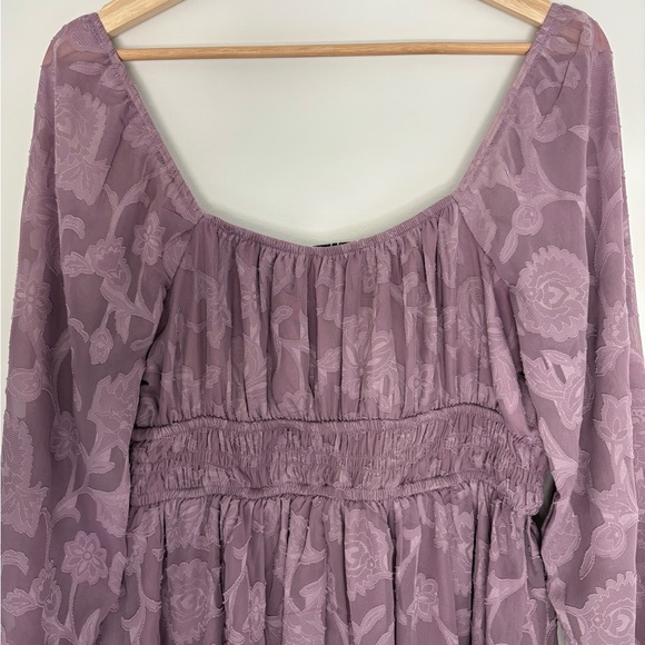 Inspired Hearts Purple Smocked Long Sleeve Short Dress. Size XL - Picture 6 of 8